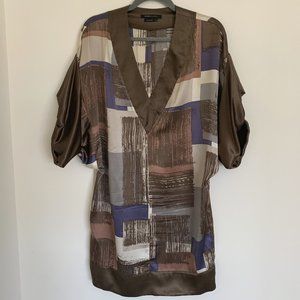 BCBG MaxAzria Silk Brown Printed Dress Size XS